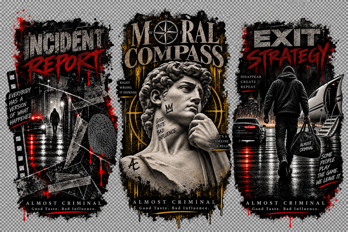 Almost Criminal Triptych campaign