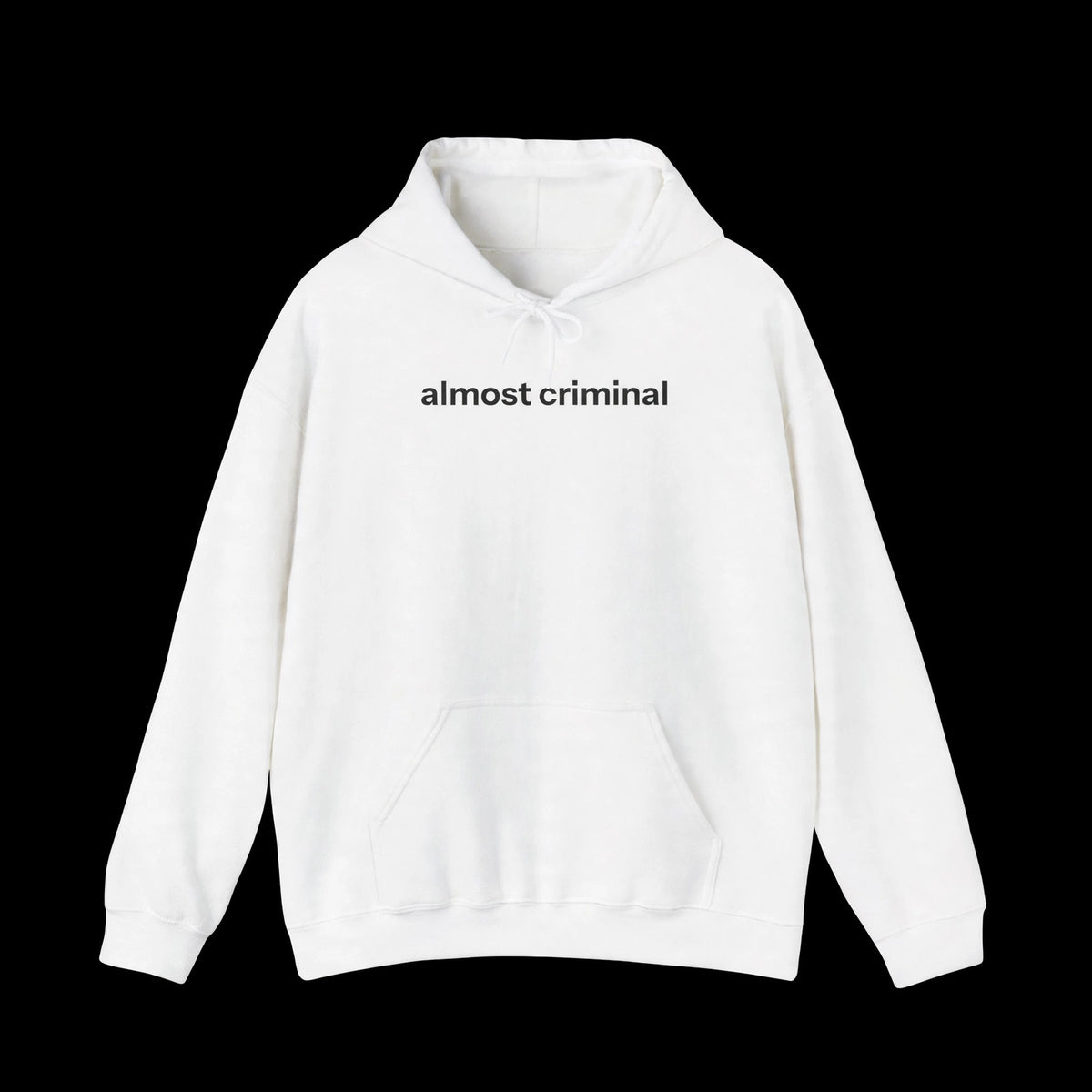 Minimal Criminal Hoodie on black background