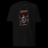 Almost Criminal Incident Report Tee on black background